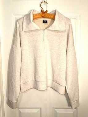 Avia ScubaKnit Quarter Zip Pullover Wheat Heather XL (16-18)